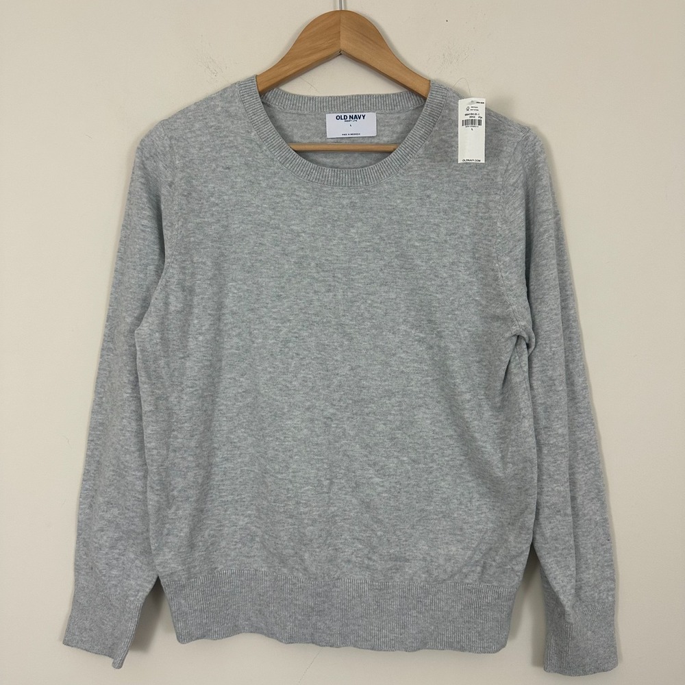 Old Navy SoSoft Lite Sweater Gray Cotton Blend Crew Neck Minimalist Womens Large